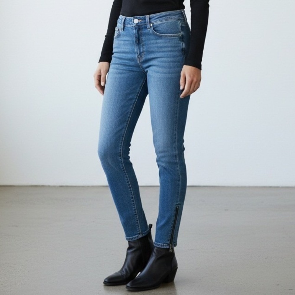 Free People 28 Skinny Jeans Jet Pocket Zip Low Rise Ankle Casual Work Office